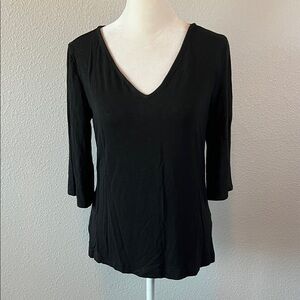 Cato Drapey Elbow Bell Sleeve VNeck TShirt Black Size XS